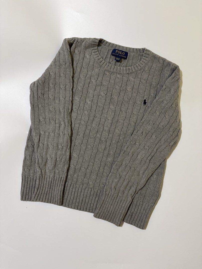 RALPH LAUREN KNITTED SWEATER (Category: Coats, Jackets and Outerwear) located in Tuguegarao City. Submitted by oldmoneyfindsph (Listing ID 1462317987, Image 2). Description: RL GRAY KNITS ✅Size M10-12 on tag but fits XS-S women’s frame ✅Dimes:17(armpit to armpit) x 21L ✅Condition: Excellent Condition ✅Color Rate:9/10 or better ✅Issue:None Mine:3500.