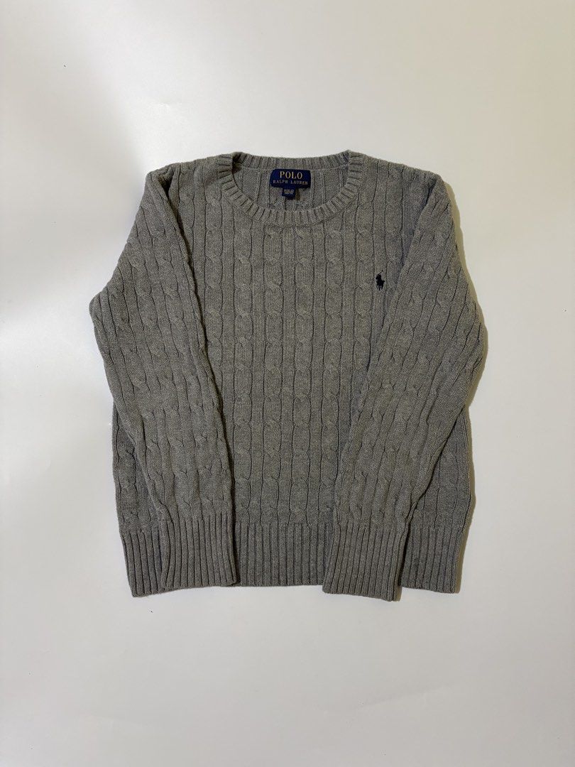 RALPH LAUREN KNITTED SWEATER (Category: Coats, Jackets and Outerwear) located in Tuguegarao City. Submitted by oldmoneyfindsph (Listing ID 1462317987, Image 1). Description: RL GRAY KNITS ✅Size M10-12 on tag but fits XS-S women’s frame ✅Dimes:17(armpit to armpit) x 21L ✅Condition: Excellent Condition ✅Color Rate:9/10 or better ✅Issue:None Mine:3500.