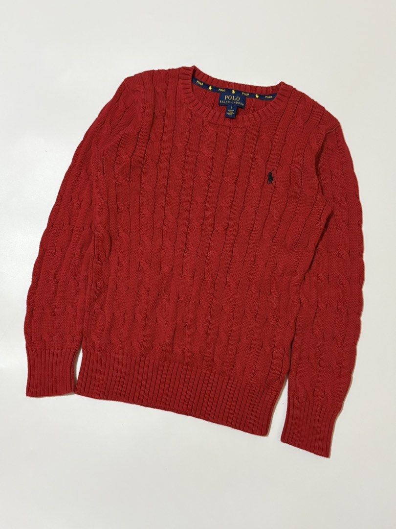RALPH LAUREN KNITTED SWEATER (Category: Coats, Jackets and Outerwear) located in Tuguegarao City. Submitted by oldmoneyfindsph (Listing ID 1462371678, Image 2). Description: RL RED KNITS ✅Size 7 on tag but fits XS women’s petite frame (pwede din for kids) ✅Dimes:16(armpit to armpit) x 20L ✅Condition: Excellent Condition ✅Color Rate:10/10 o ✅Issue:None Mine:3500.