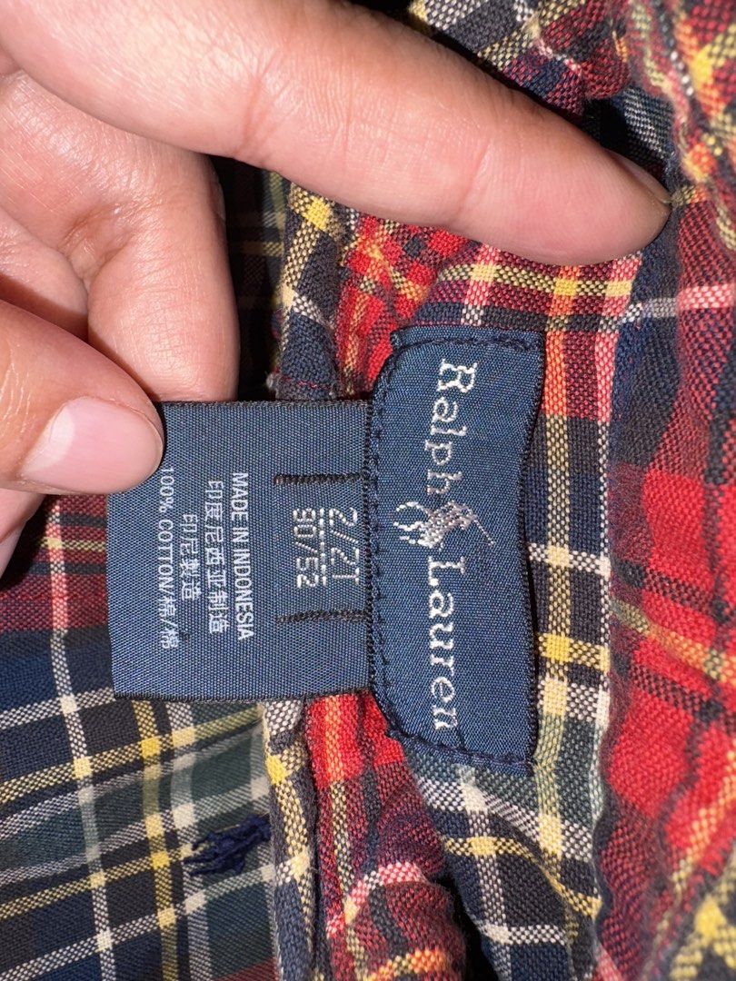 Ralph Lauren Plaid Button Down Shirt (Category: Babies & Kids Fashion) located in Quezon City. Submitted by polly.kids (Listing ID 1462391299, Image 3). Description: - Classic Ralph Lauren plaid shirt - Long sleeves with button cuffs - Button-down collar - Made in Indonesia - 100% cotton - Great for casual wear.