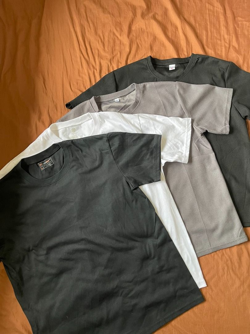 RANDOM BRANDS PLAIN SHIRTS (4 PCS) (Category: Formal Shirts) located in Manila. Submitted by ako.si.lemmor (Listing ID 1462329523, Image 1). Description: As pack bundle only, waffle and cotton shirt. 1 white - large 1 gray - medium fit to large 2 blacks - large and medium fit to large Ship at your own cost or pickup Mandaluyong..