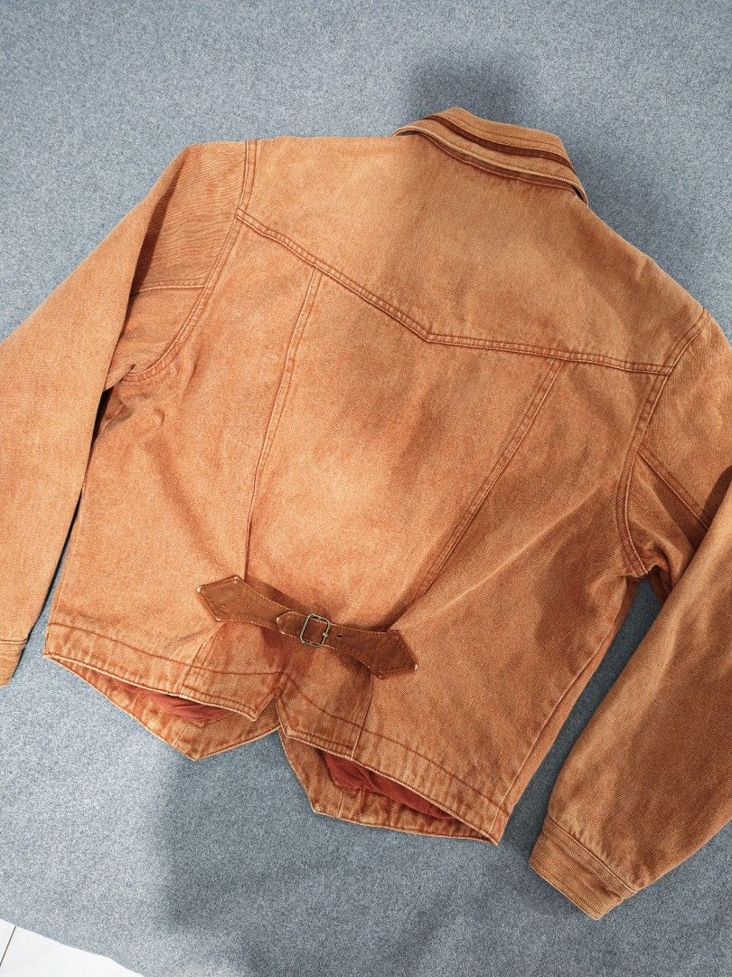 Rare Vintage Orange Denim Trucker Jacket | MEDIUM (Category: Coats, Jackets and Outerwear) located in Manila. Submitted by goku_doggo (Listing ID 1462265155, Image 3). Description: - BRAND U2: iconic Asian casual apparel brand that was highly prominent throughout the 1980s, 90s, and 2000s -Vintage and Rare -Unique cool orange washed denim jacket - Features a stylish patterned inner lining - Button-up front with convenient chest pockets - Adjustab
