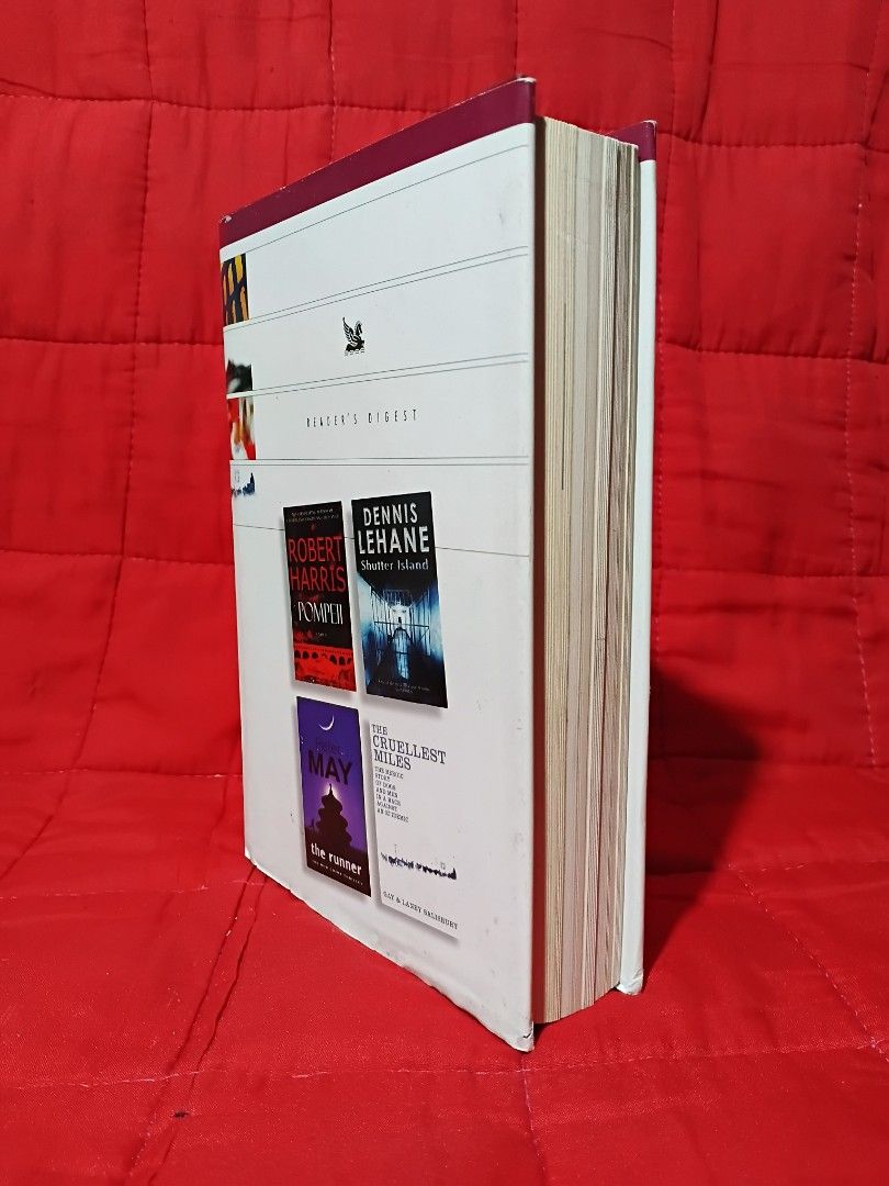 Reader's Digest Thriller Collection Book (Category: Storybooks) located in Manila. Submitted by krishna_ayanami (Listing ID 1462427789, Image 2). Description: - Reader's Digest collection of thrilling novels. - Titles included: 'Pompeii' by Robert Harris, 'Shutter Island' by Dennis Lehane, 'The Runner' by Peter May, and 'The Cruellest Miles' by Gay & Laney Salisbury. - Ideal for fans of suspense and mystery. - Pages are clean and binding is intac
