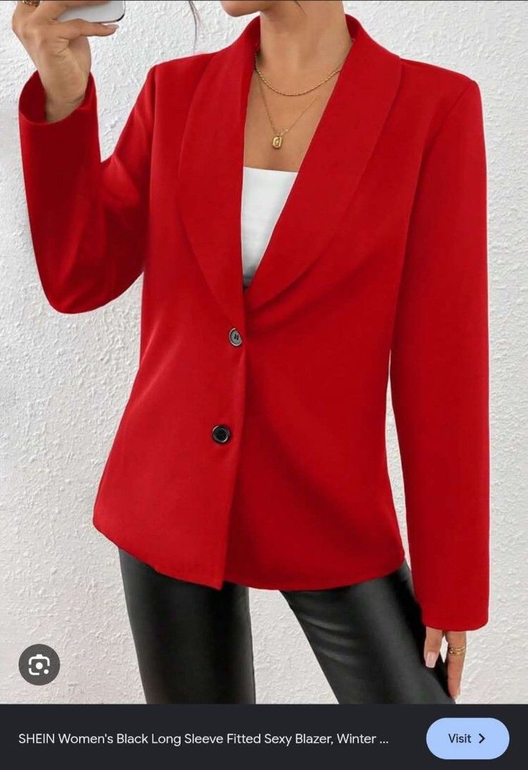 RED BLAZER (Category: Longsleeves) located in Lipa City. Submitted by appleblossomscloset_abc (Listing ID 1462330169, Image 1). Description: 📸 (FIRST PHOTO) Reference Photo Only (from Google) This image is for reference to show the style/design only. Actual item may vary slightly in color, fabric, or details. Rest assured the item is of good quality! 💛.