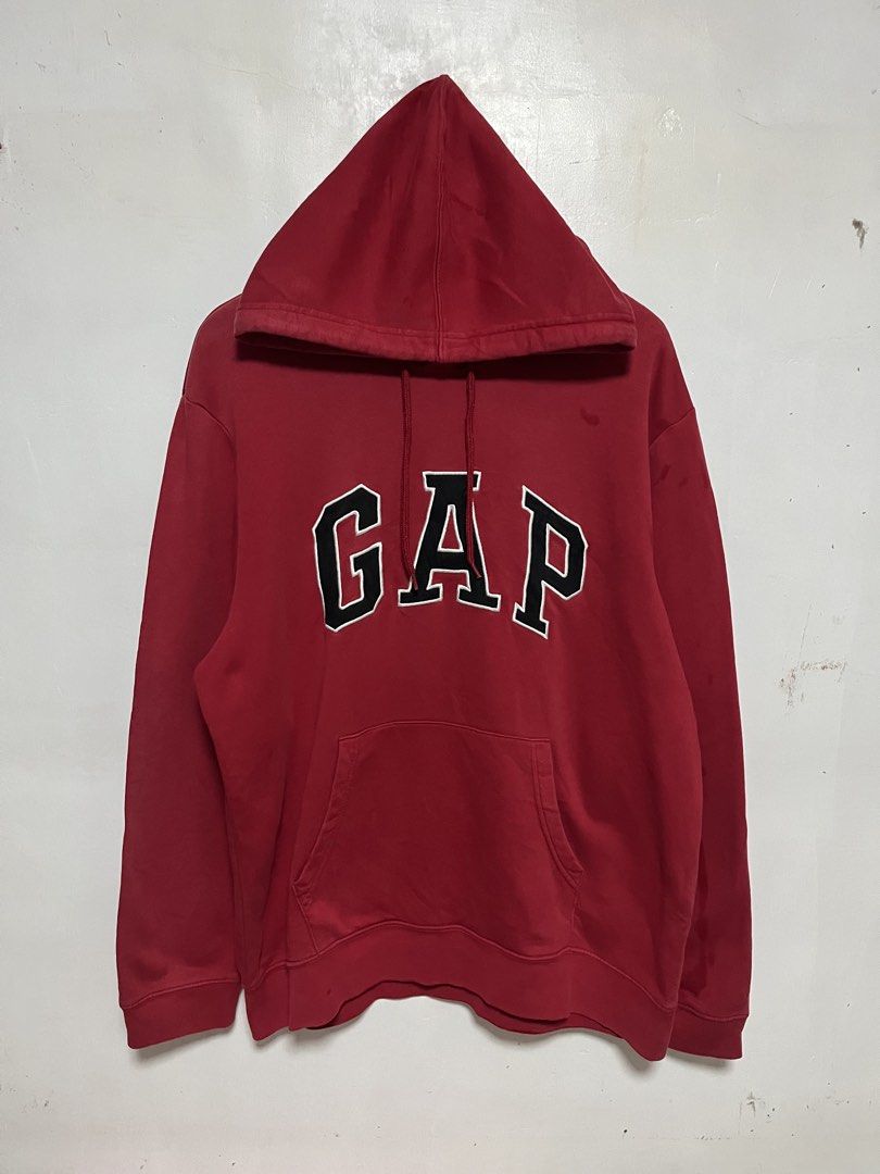 Red Gap Hoodie (Category: Hoodies) located in Tanza. Submitted by feliciano4108 (Listing ID 1462300096, Image 1). Description: - Classic red Gap hoodie - Iconic Gap logo across the chest - Front pouch pocket - Adjustable drawstring hood - Ribbed cuffs and hem - Size XL - Great for casual wear.