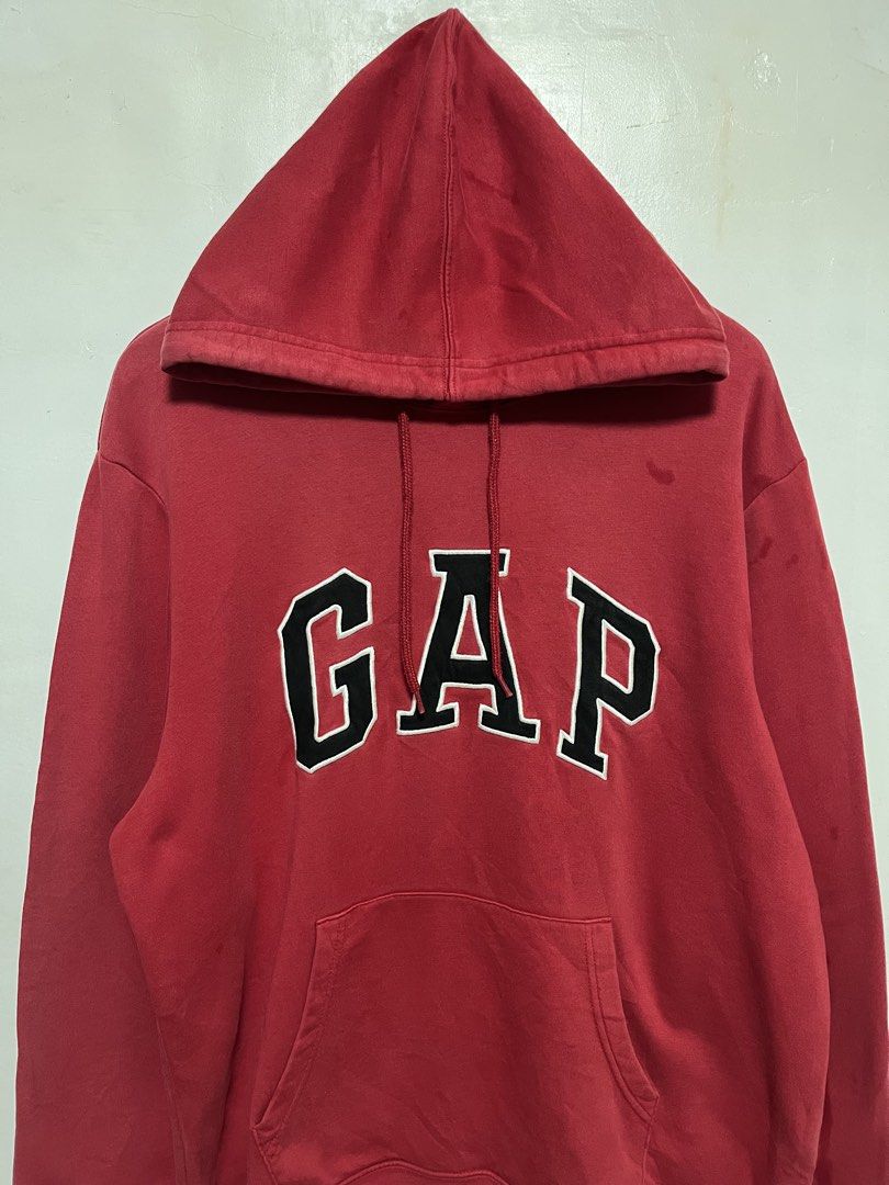 Red Gap Hoodie (Category: Hoodies) located in Tanza. Submitted by feliciano4108 (Listing ID 1462300096, Image 2). Description: - Classic red Gap hoodie - Iconic Gap logo across the chest - Front pouch pocket - Adjustable drawstring hood - Ribbed cuffs and hem - Size XL - Great for casual wear.