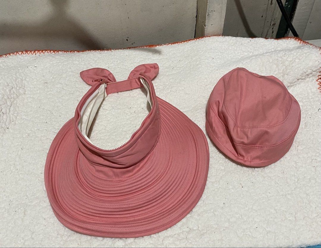 ROMANTIC PURE Pink Convertible Sun Hat/Visor (Category: Hats & Beanies) located in Manila. Submitted by resi.diaz (Listing ID 1462347437, Image 2). Description: - Brand: ROMANTIC PURE - Color: Pink - Style: Convertible Sun Hat (Full Hat or Visor) - Features: Wide pleated brim, cute ear details on top - Size: Free Size (F) - Ideal for: Sunny days, outdoor activities.