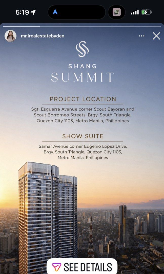 Shang Summit Quezon City (Category: Apartments & Condos) located in Pasig City. Submitted by vestirmnl (Listing ID 1462416582, Image 1). Description: Project Location: Sgt. Esguerra cor Sct Borromeo and Bayoran Studio (38sqm) - 3BR (160sqm) units Pre-Selling. Stretched payment terms. Turnover 2031. .