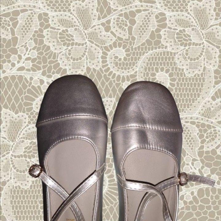 Silver Ballerina Barbie Coded Maryjane Ballet Flats (Category: Flats & Sandals) located in Cavite. Submitted by girlofwonders_222 (Listing ID 1462290088, Image 3). Description: tags: lana del rey coded, esoteric, aesthetic, angelic, cool girl coded, pinterest, abercrombie, brandy melville, axes femme, charlotte russe, hollister ps: original shoppe price: 418 pesos.