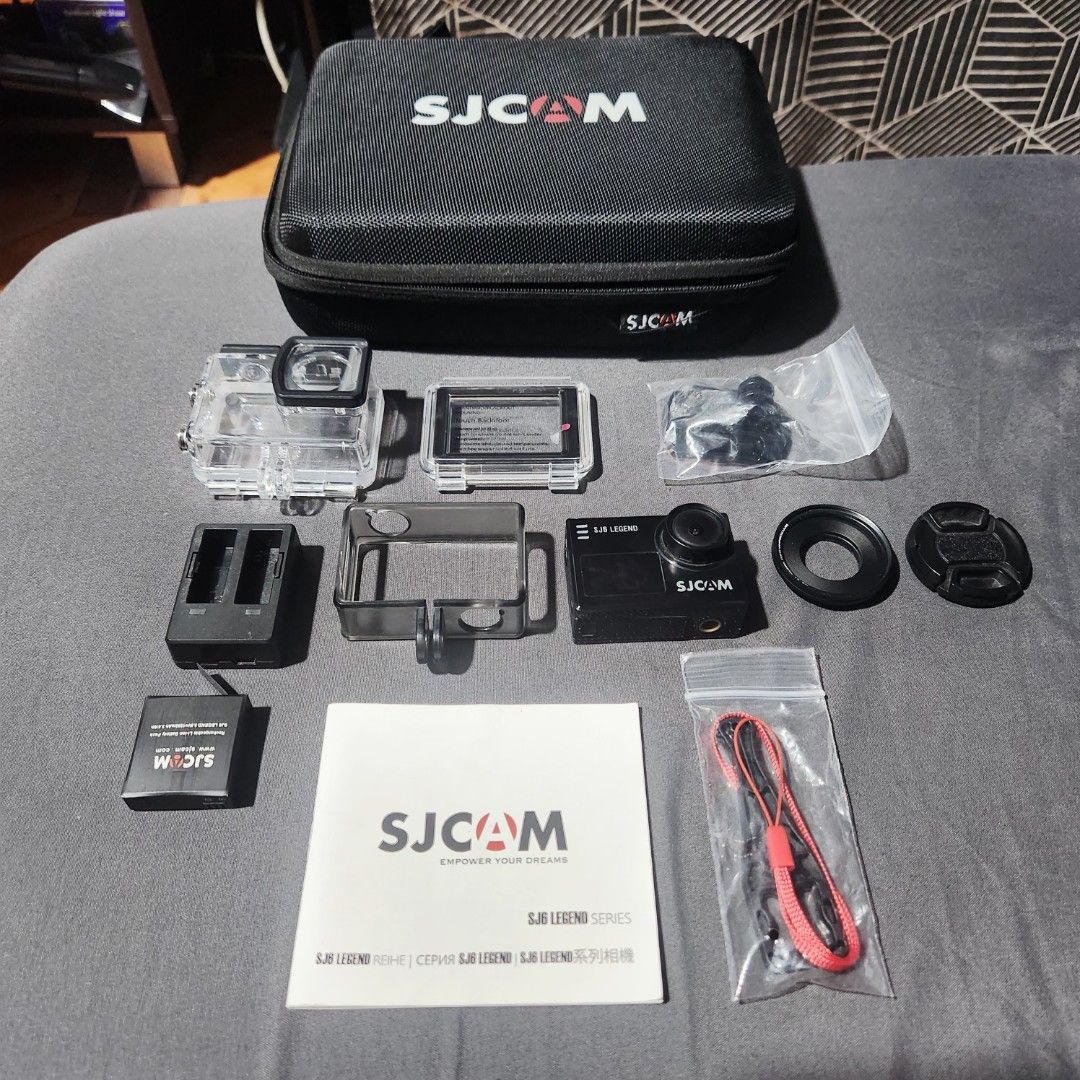 SJCAM SJ6 Legend Action Camera with Accessories (Category: Cameras) located in Quezon City. Submitted by Qualityuseditems (Listing ID 1462400303, Image 1). Description: - SJCAM SJ6 Legend action camera - Includes waterproof case - Charging dock included - Various mounts provided - Comes with a carrying case - Manual included - Ready for your adventures.