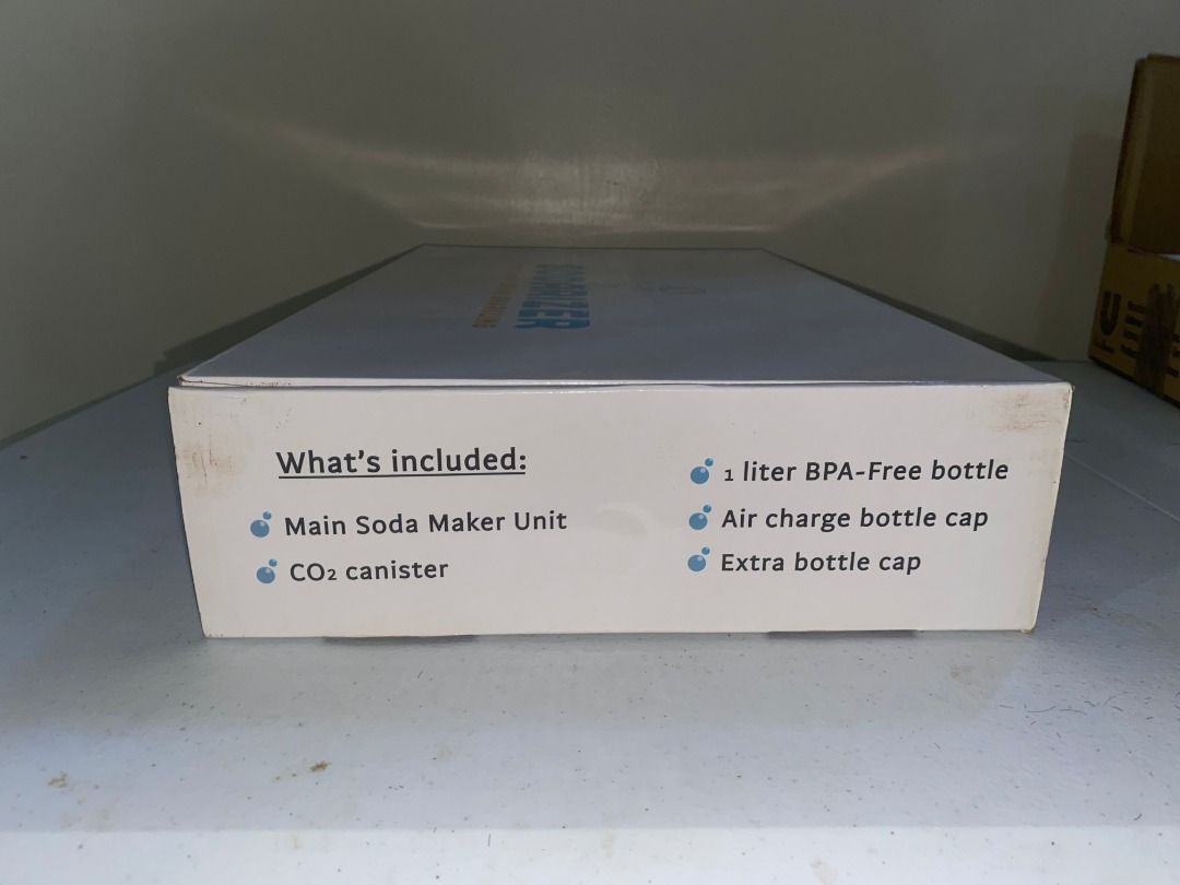 Sodarizer Sparkling Water / Soda Maker (Brand New / Complete Set) (Category: Health Food, Drinks & Tonics) located in Cainta. Submitted by cygnus_1914 (Listing ID 1462425975, Image 3). Description: Selling a brand-new, unused Sodarizer sparkling water maker. Everything is complete in its original box packaging with all accessories sealed. Turn plain water, juices, or cocktails into sparkling drinks in seconds Only opened for item viewing.