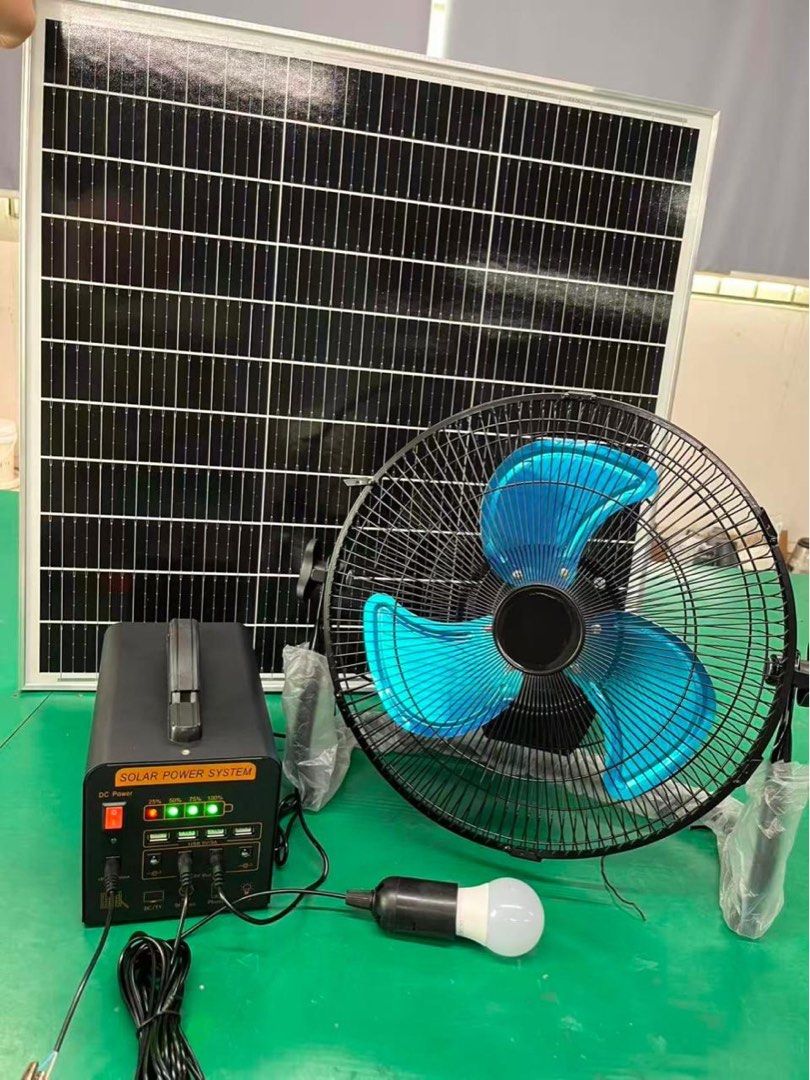 Solar Power System Kit with Fan and LED Light (Category: Fans) located in Makati City. Submitted by emeraldjade_star (Listing ID 1462331011, Image 3). Description: - Complete solar power kit for your home - Includes: Solar panel, power system unit, LED bulb, electric fan, USB charging cable - Ideal for areas with unstable electricity - Powers essential appliances and keeps you cool - USB charging for your phone - Long usage time per charge - 8-10
