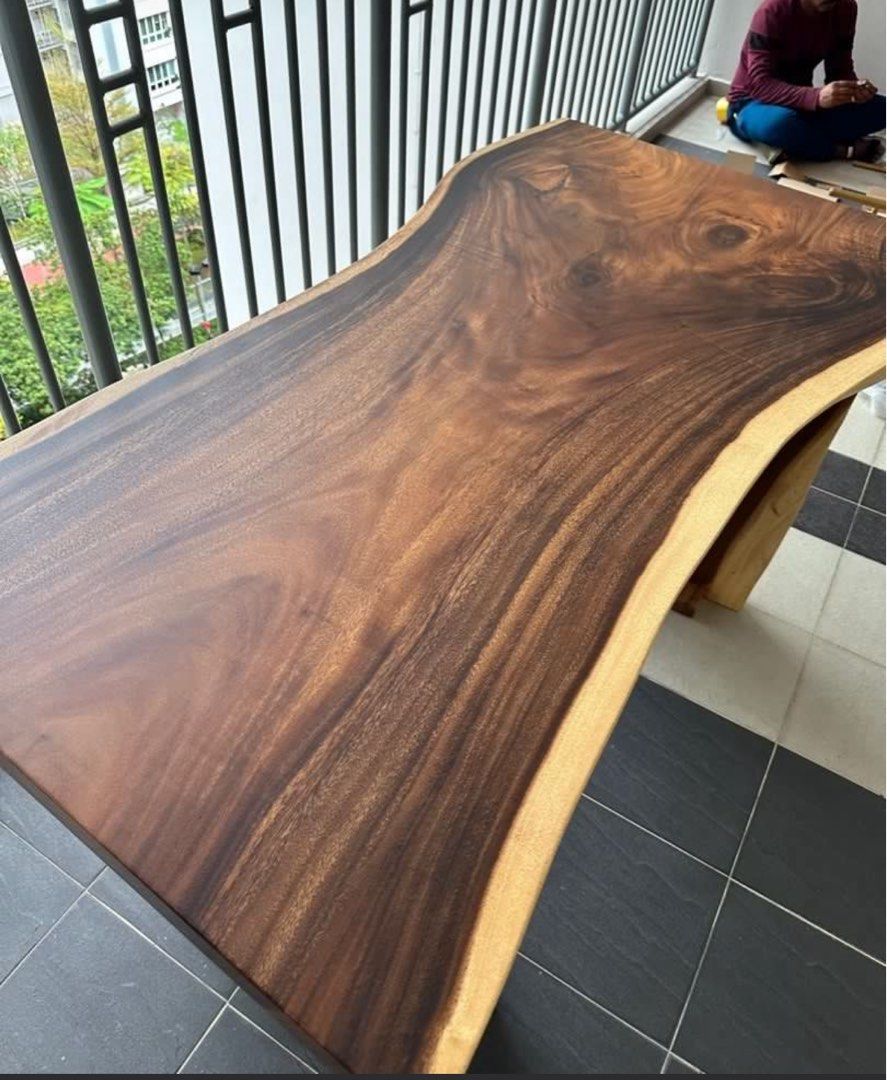Solid Wood Table (Category: Tables & Sets) located in Singapore. Submitted by unicornandmakeup (Listing ID 1462347112, Image 3). Description: - used for study table but can be used for dinning - single slab - bought for $1650. Letting go as moving house. - open to nego - transport cost to be split equally. .