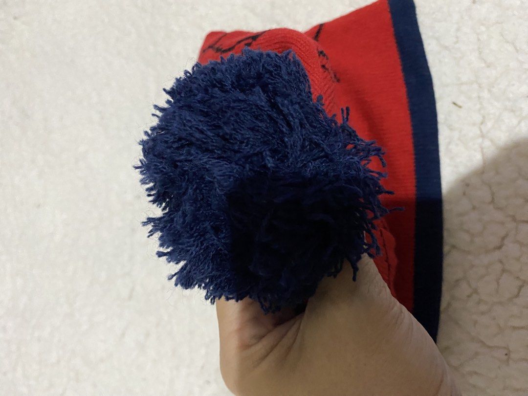 Spiderman Beanie Hat with Pom Pom (Category: Caps & Hats) located in Manila. Submitted by resi.diaz (Listing ID 1462335176, Image 3). Description: - Red and navy blue Spiderman beanie - Iconic Spiderman mask design on the front - All-over black web pattern - Navy blue pom pom on top - Ideal for Spiderman fans - Stay warm and stylish.