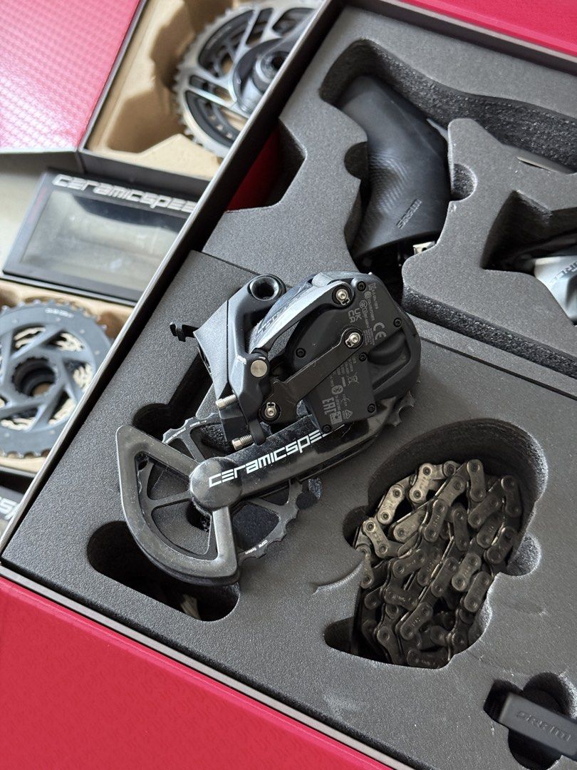 SRAM Force AXS Groupset with CeramicSpeed Drivetrain (Category: Bicycles) located in Mabalacat. Submitted by ram.yatco (Listing ID 1462267334, Image 3). Description: - Full SRAM Force AXS electronic groupset - Includes: Crankset, Shifters, Derailleurs, Chain - Upgraded with CeramicSpeed Pulleys - Upgraded with CeramicSpeed Bottom Bracket.