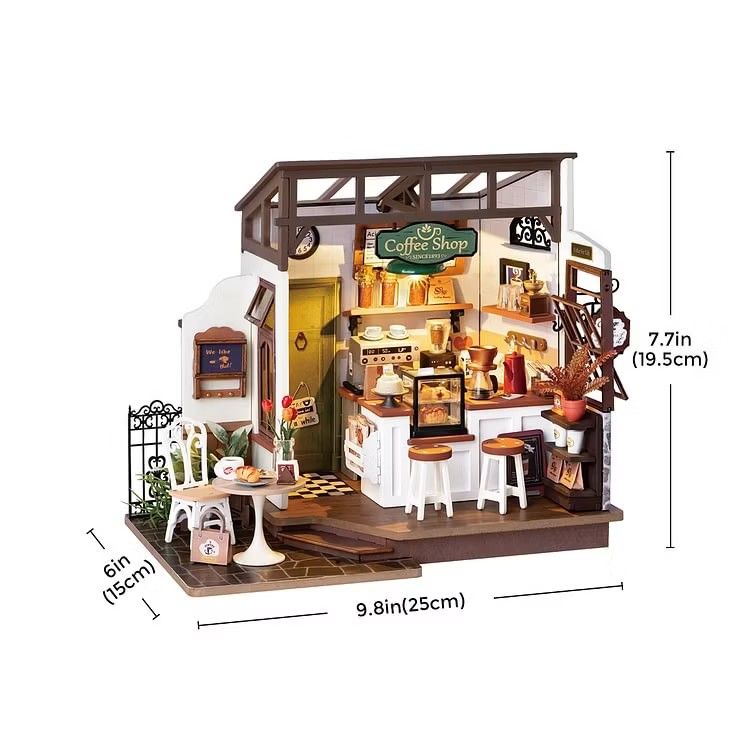 Street life Cafe (Category: Designer & Blind Box Toys) located in Manila. Submitted by connectingparts (Listing ID 1462295283, Image 3). Description: Rolife DIY Miniature House - NO.17 Café DG152 ‎ ‎ Your favorite aesthetic coffee shop in miniature! Complete with tiny espresso machines, bar stools, outdoor bistro set, and warm cozy vibes. Super satisfying to build, even prettier on display! ‎ ‎ ✅ DIY Miniature House - NO.17 Café ‎ ✅ With LED Ligh