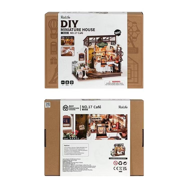 Street life Cafe (Category: Designer & Blind Box Toys) located in Manila. Submitted by connectingparts (Listing ID 1462295283, Image 2). Description: Rolife DIY Miniature House - NO.17 Café DG152 ‎ ‎ Your favorite aesthetic coffee shop in miniature! Complete with tiny espresso machines, bar stools, outdoor bistro set, and warm cozy vibes. Super satisfying to build, even prettier on display! ‎ ‎ ✅ DIY Miniature House - NO.17 Café ‎ ✅ With LED Ligh