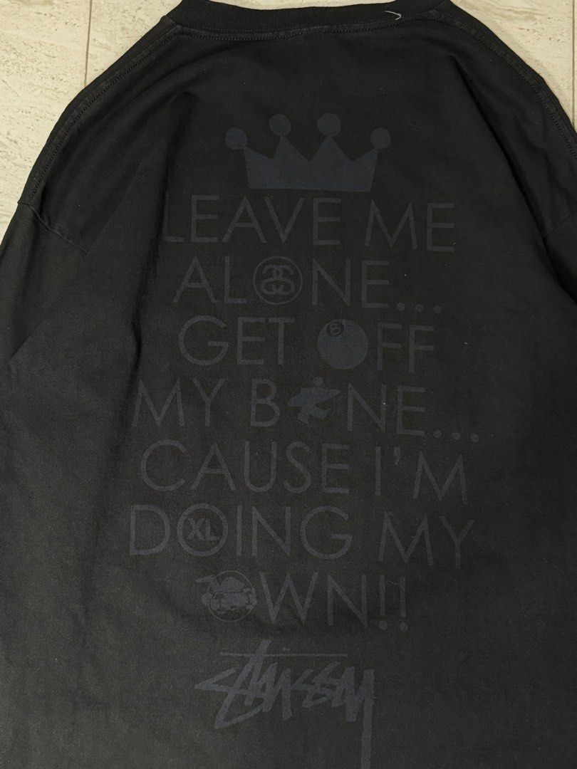 Stussy (Category: Hoodies) located in Dagupan City. Submitted by deals_nsteals00 (Listing ID 1462363673, Image 3). Description: Vintage Stussy Quote Sweater XL W:21.5 L:30.5 Color rate:9/10 Condition:Excellent Issue:Repaired hole on armpit only (unnoticeable) ₱1,700 shipped.