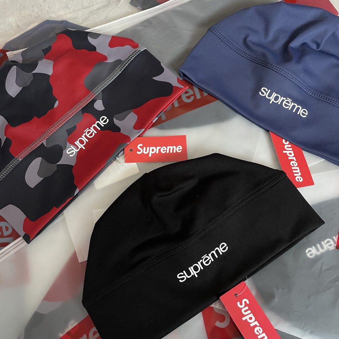 Supreme Base Layer Beanie (Category: Beanies) located in Cavite. Submitted by ayvunthrift (Listing ID 1462305120, Image 1). Description: - Supreme Beanies - Available Colors: Black, Navy Blue, Red/Grey Camouflage - Brand New with Original Tags - Includes Original Packaging - Ideal for warmth and fashion - Limited availability - get yours now!.