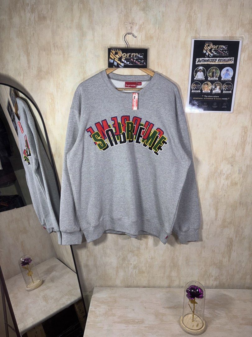 SUPREME STACKED CREWNECK (Category: Coats, Jackets and Outerwear) located in Cabuyao City. Submitted by pormanation-thrift-store (Listing ID 1462365253, Image 1). Description: SUPREME STACKED CREWNECK Condition: NEW WITH TAGS Color rate: 10/10 Size: LARGE Dimes: 25.5”Wx29”L Issue: NONE‼️ Price: 6500.