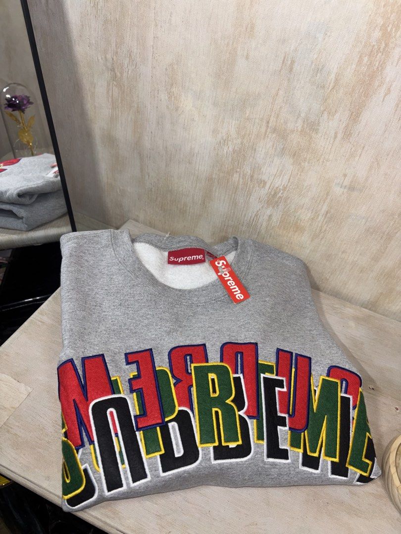 SUPREME STACKED CREWNECK (Category: Coats, Jackets and Outerwear) located in Cabuyao City. Submitted by pormanation-thrift-store (Listing ID 1462365253, Image 3). Description: SUPREME STACKED CREWNECK Condition: NEW WITH TAGS Color rate: 10/10 Size: LARGE Dimes: 25.5”Wx29”L Issue: NONE‼️ Price: 6500.