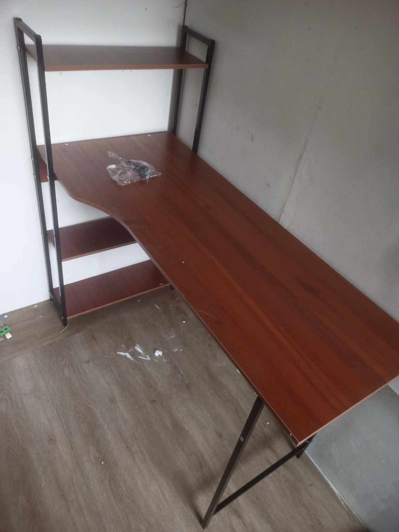 Table with Shelves (curve) 1400php 🎨brown (Category: Tables & Sets) located in Manila. Submitted by mightycloud_1992 (Listing ID 1462274390, Image 2). Description: .