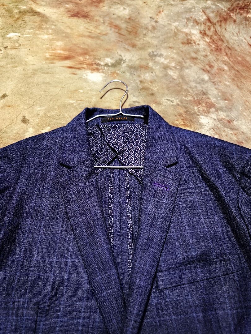 Ted Baker London Endurance Blue Plaid Blazer (Category: Coats, Jackets and Outerwear) located in Tarlac. Submitted by jeremiah.curator.2026 (Listing ID 1462433236, Image 3). Description: - Ted Baker London Endurance blazer - Stylish blue plaid pattern - Unique buttons with 'Endurance' and 'Ted Baker' text - Eye-catching patterned lining - Perfect for smart-casual or formal wear.