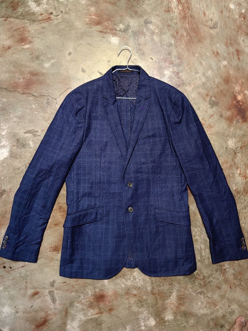 Ted Baker London Endurance Blue Plaid Blazer (Category: Coats, Jackets and Outerwear) located in Tarlac. Submitted by jeremiah.curator.2026 (Listing ID 1462433236, Image 2). Description: - Ted Baker London Endurance blazer - Stylish blue plaid pattern - Unique buttons with 'Endurance' and 'Ted Baker' text - Eye-catching patterned lining - Perfect for smart-casual or formal wear.
