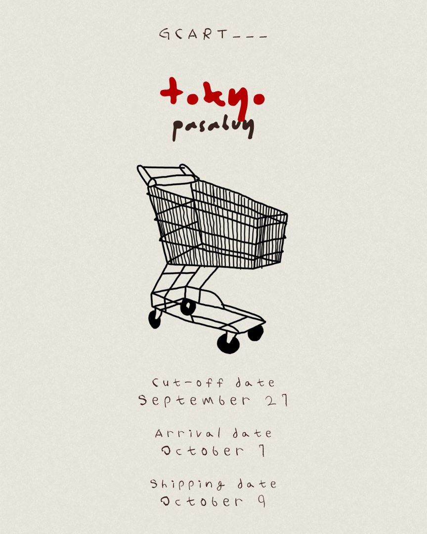 TOKYO PASABUY (Cut-off: Sept 27) (Category: Announcements) located in General Santos City (Dadiangas). Submitted by gcart___ (Listing ID 1462389448, Image 1). Description: TOKYO PASABUY 🇯🇵 Cut-off: Sept 27 ETA: Oct 7 Shipping: Oct 9 Message to inquire! Ig & tiktok - gcart____ (3 underscores) .