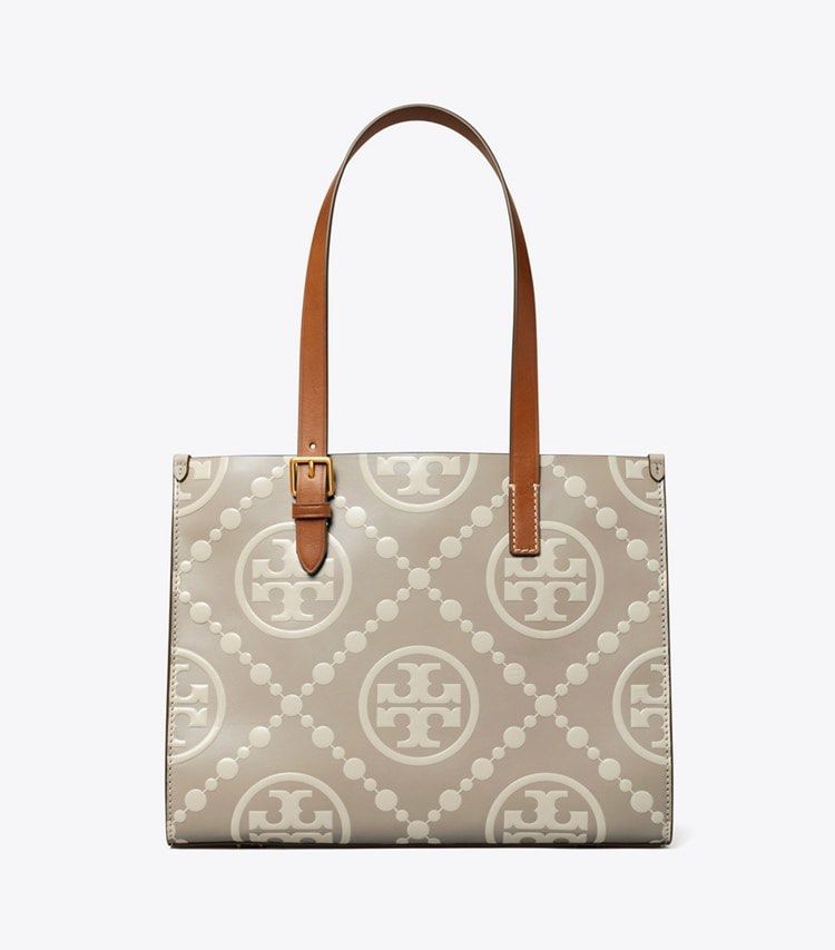Tory Burch Small T Monogram Contrast Embossed Tote (Category: Luxury Bags & Wallets) located in Mandaluyong City. Submitted by krissshop (Listing ID 1462306679, Image 1). Description: - Authentic Tory Burch Ella Tote Bag - Signature all-over logo print - Genuine leather trim and handles - Decorative buckle detail on strap - Spacious interior for essentials - Ideal for office or everyday use.