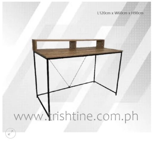 TSDESK-011 Computer Study Table with Shelf Ledge (Category: Tables & Sets) located in Caloocan City. Submitted by jimkirt.tristine.ph (Listing ID 1462331687, Image 1). Description: Laminated tabletop / Metal frame – Dimension: W120 x D60 x H90 cm Finish: Medium Oak DISCLAIMER: PRICE IS FOR POSTING PURPOSES ONLY.