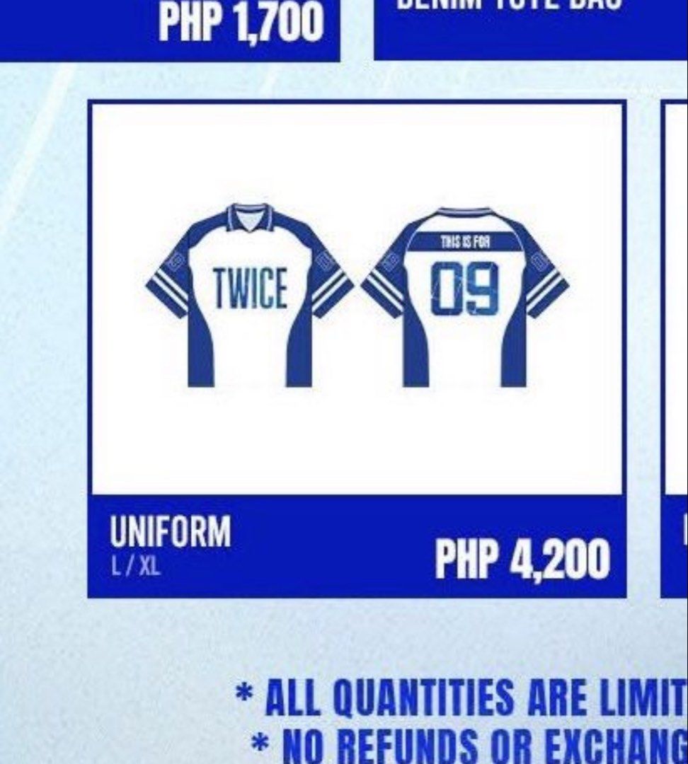 TWICE THIS IS FOR BULACAN UNIFORM (Category: Tshirts & Polo Shirts ) located in Caloocan City. Submitted by wonywonton (Listing ID 1462278009, Image 1). Description: Selling my merch from This is For Bulacan ! Just tried it on and never used. Needs ironing/ steaming since it's wrinkled:) * last price posted * south caloocan * payment first! ( GCash/Maya/BDO).