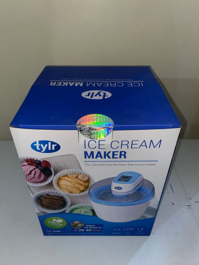 Tylr 1.5L Ice Cream Maker with LCD Timer (Brand New) (Category: Ice-cream Makers) located in Cainta. Submitted by cygnus_1914 (Listing ID 1462427882, Image 3). Description: Selling an authentic Tylr 1.5L Ice Cream Maker. 100% brand new, never opened, with the original holographic security seal intact on the box. Great for making healthy, preservative-free homemade ice cream, gelato, sorbet, or frozen yogurt in just 20 to 40 minutes. Key Features 