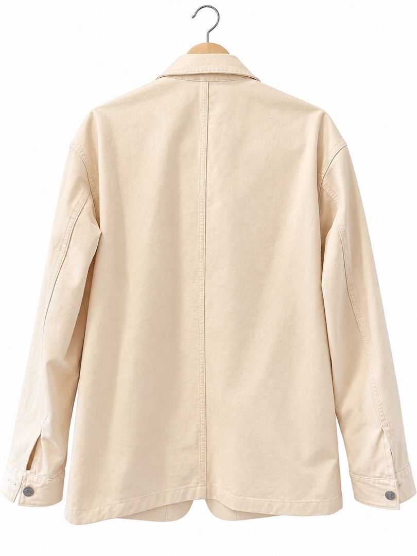 Uniqlo Beige Utility Jacket (Category: Coats, Jackets and Outerwear) located in Subic. Submitted by round.thrift (Listing ID 1462282413, Image 2). Description: FREE SHIPPING NATIONWIDE!!! - Classic beige utility jacket from Uniqlo - Features four front pockets - Button closure and button cuffs - Simple and versatile design - Great for layering and everyday wear - Easy to style for casual or smart-casual outfits.