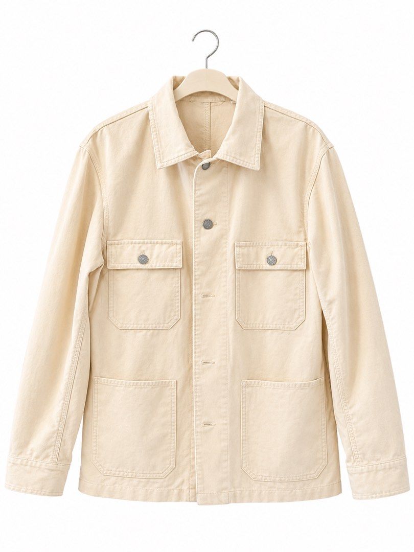 Uniqlo Beige Utility Jacket (Category: Coats, Jackets and Outerwear) located in Subic. Submitted by round.thrift (Listing ID 1462282413, Image 1). Description: FREE SHIPPING NATIONWIDE!!! - Classic beige utility jacket from Uniqlo - Features four front pockets - Button closure and button cuffs - Simple and versatile design - Great for layering and everyday wear - Easy to style for casual or smart-casual outfits.