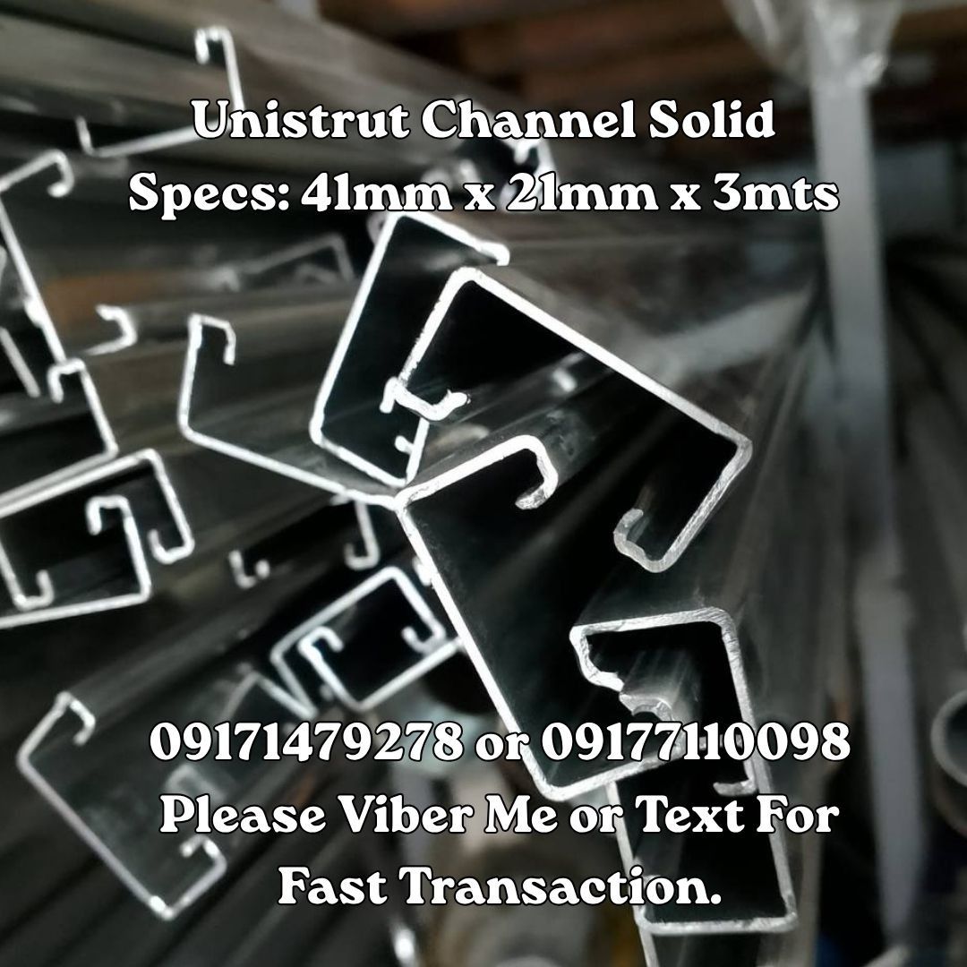 Unistrut Channel Solid Specs: 41mm x 21mm x 3mts (Category: Home Improvement Tools & Accessories) located in Manila. Submitted by 09171479278_elsie. (Listing ID 1462308489, Image 1). Description: Unistrut Channel Solid Specs: 41mm x 21mm x 3mts.