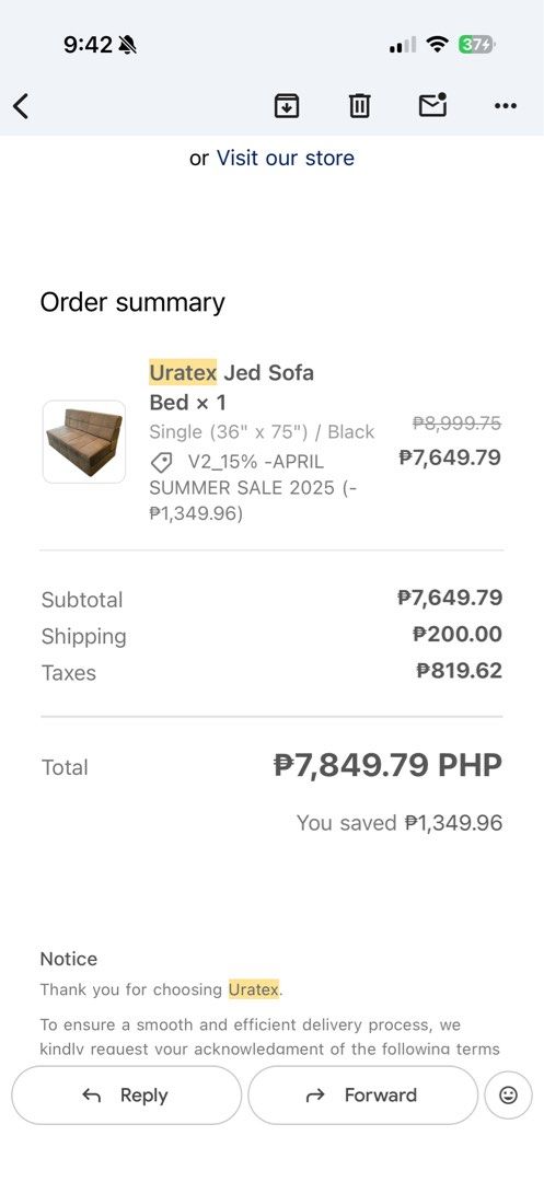 Uratex Jed Sofa Bed - Black (Category: Sofas) located in Manila. Submitted by margsdeclutter (Listing ID 1462348996, Image 3). Description: - Uratex Jed Sofa Bed - Color: Black - Size: Single (36" x 75") - Ideal for: Small spaces, guest bed, extra seating Rfs: upgrading to bigger sofa.