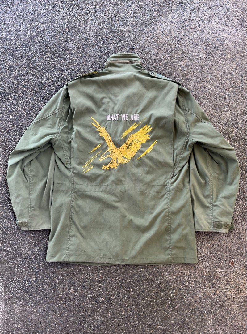 US Army M-65 Type Patched Military Jacket (unknown circa) (Category: Coats, Jackets and Outerwear) located in Baguio. Submitted by feelathome (Listing ID 1462368737, Image 3). Description: US Army M-65 Type Patched Military Jacket (unknown circa) Tag size: fits XL Width: 24.5 Length: 31 Shoulder: 19 Sleeves: 25 2 pinholes issue 2,000php Free nationwide shipping. Read the description and check all photos carefully before buying. If you have any qu