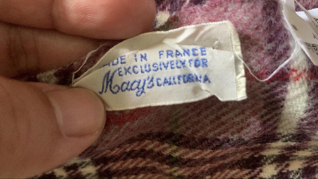 Vintage 70s Macy’s scarf (Category: Scarves) located in Quezon City. Submitted by curatedtaste (Listing ID 1462265793, Image 2). Description: Vintage 70s Made in France Macy’s California Rectangular scarf. Tartan Length:50 inches Width: 11 Very good condition.