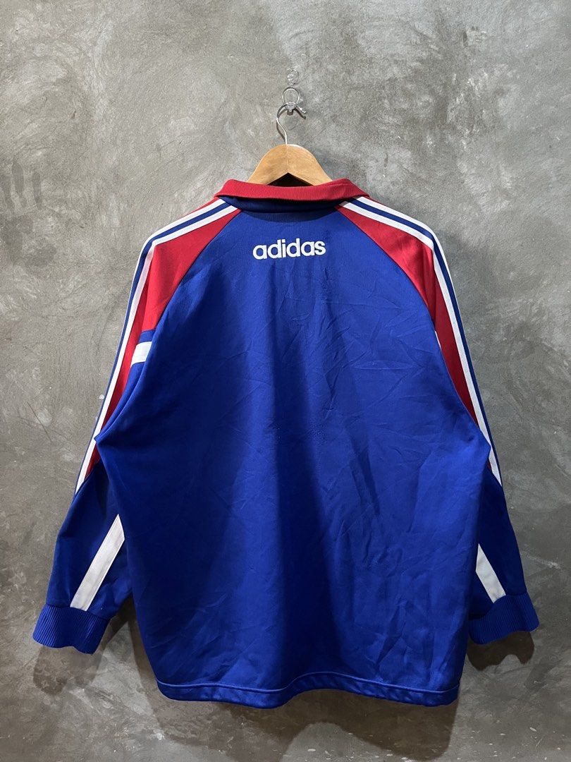 Vintage Adidas Track Jacket Blue Red White (Category: Coats, Jackets and Outerwear) located in Manila. Submitted by thriftnirogus (Listing ID 1462374912, Image 3). Description: Vintage Adidas Descente football jacket width: 24 length: 30 great condition issue: last 3 pics .
