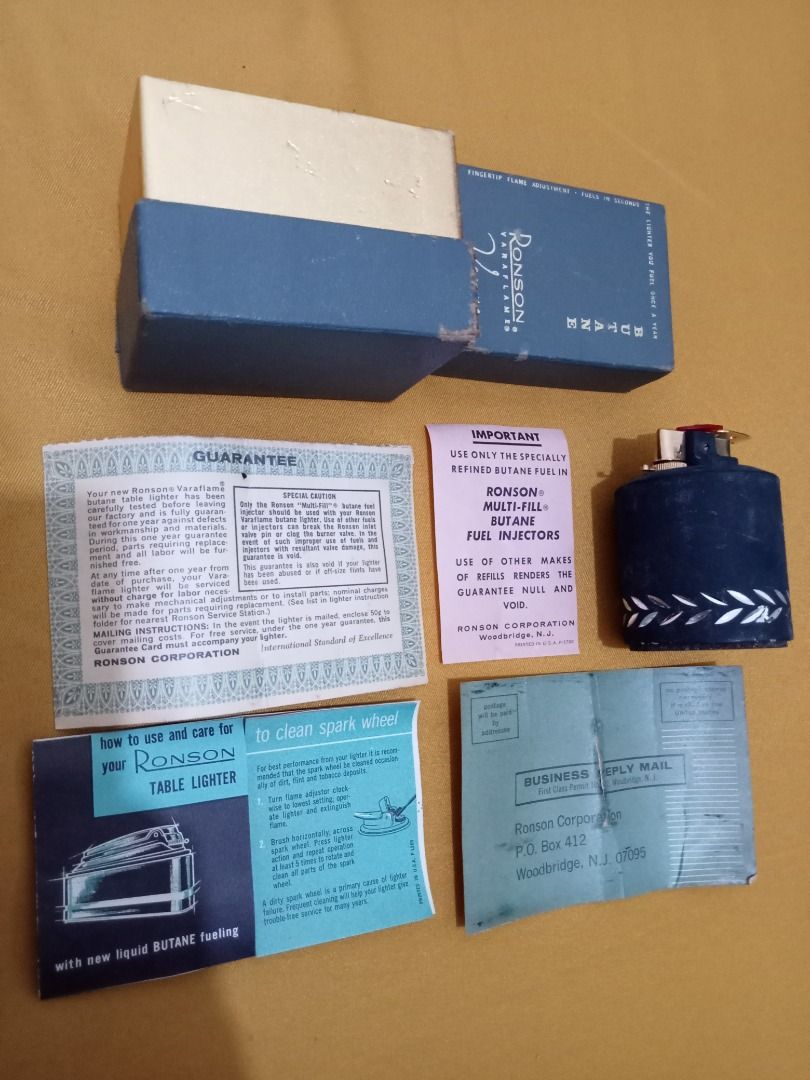 Vintage lighter Ronson Collectible (Category: Vintage Collectibles) located in Quezon City. Submitted by classyaffordabest (Listing ID 1462296898, Image 2). Description: Rare Ronson Table Lighter 1970s Complete with papers.