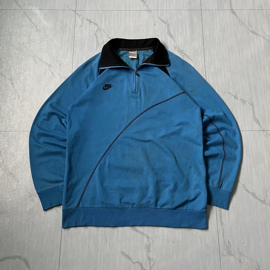 Vintage Nike HalfZip Embroided Logo (Authentic) (Category: Coats, Jackets and Outerwear) located in Cavite. Submitted by newclassicwear (Listing ID 1462329504, Image 1). Description: Vintage Nike Half Zip Embroided Logo M On Tag (19width 26length) Excellent Condition. 9.7 Honest Color Rate. Dot Hole On Upper Shoulder Part Not Visible. .