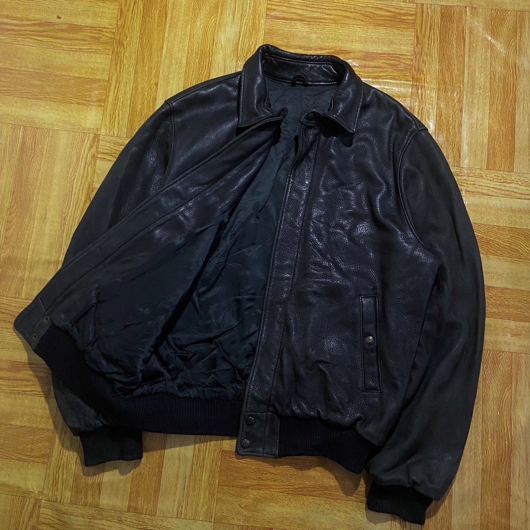 Vintage Roots Leather Jacket (Category: Coats, Jackets and Outerwear) located in Dasmarinas. Submitted by thrift2gems (Listing ID 1462283206, Image 3). Description: Vintage Roots Leather Jacket✨ -WIDTH: 24 -LENGTH: 27 -COLOR RATE: 9/10 -CONDITION: 9/10 -ISSUE: SIGN OF USAGE.