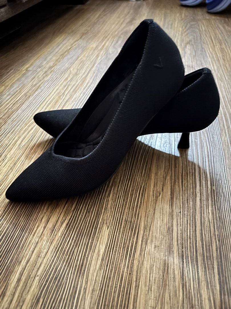 VIVAIA Black Knit Pointed Toe Kitten Heels Size 35 (Category: Heels) located in Mandaluyong City. Submitted by lovedtreasuresbyavi (Listing ID 1462337482, Image 2). Description: - Brand: VIVAIA - Color: Black - Material: Knit (very comfortable) - Design: Pointed toe - Heel Height: Moderate (Kitten Heels) - Sole: Good grip - Size: 35 - Occasion: Work or casual wear NO BOX.