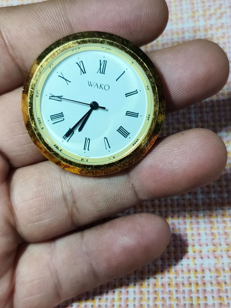 Wako Watch Face with Roman Numerals (Category: Women's Watches) located in San Leonardo. Submitted by burgossanleonardo.12345 (Listing ID 1462405144, Image 3). Description: - Round watch face from Wako - Features Roman numerals - Gold-tone bezel - Caseback details: Base Metal Bezel, Stainless Steel Back, Assembled in Taiwan - Ideal for watch repair or custom build projects.