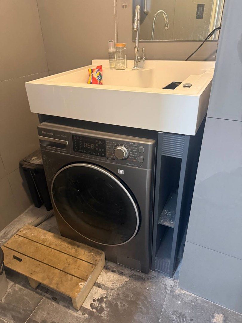 Washing Machine Cabinet with Sink and Scrub (Category: Shelves, Cabinets & Racks) located in Manila. Submitted by ponyo.1 (Listing ID 1462363992, Image 1). Description: Washing machine not included. Can be bought on separate price.