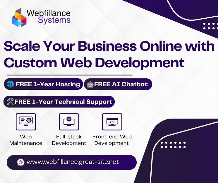 Webfillance Systems: Custom Web Development & Hosting (Category: Office & Business Technology) located in Pasig City. Submitted by perezryanjohn (Listing ID 1462312835, Image 1). Description: 🚀 Scale Your Business Online with Custom Web Development Are generic site templates holding your business back? Elevate your digital presence with high-performance, tailored custom web development designed specifically for your growth goals. Whether you are