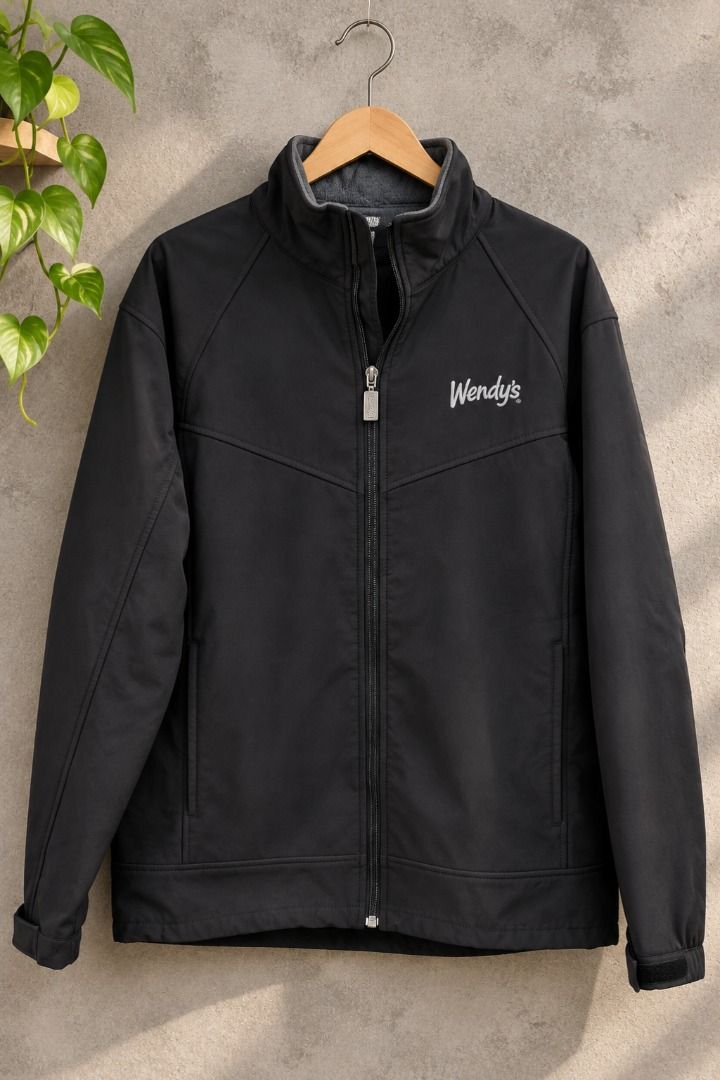 Wendy's Barco Uniforms Softshell Jacket (Category: Coats, Jackets and Outerwear) located in Caloocan City. Submitted by zealgem.7c9bb5 (Listing ID 1462301490, Image 1). Description: Wendy's Jacket . Small in tag(but check measurement) Length 29, Width 20 . Condition:9.8 Good as New . Black,Makapal, goods ang zipper. No issue. . Rare . Selling Price:P999 + SF . Location: Lipa City . 📍 If Meetup: Big Ben Lipa . 📦 Shipping: J&T / Lalamove (Buyer h