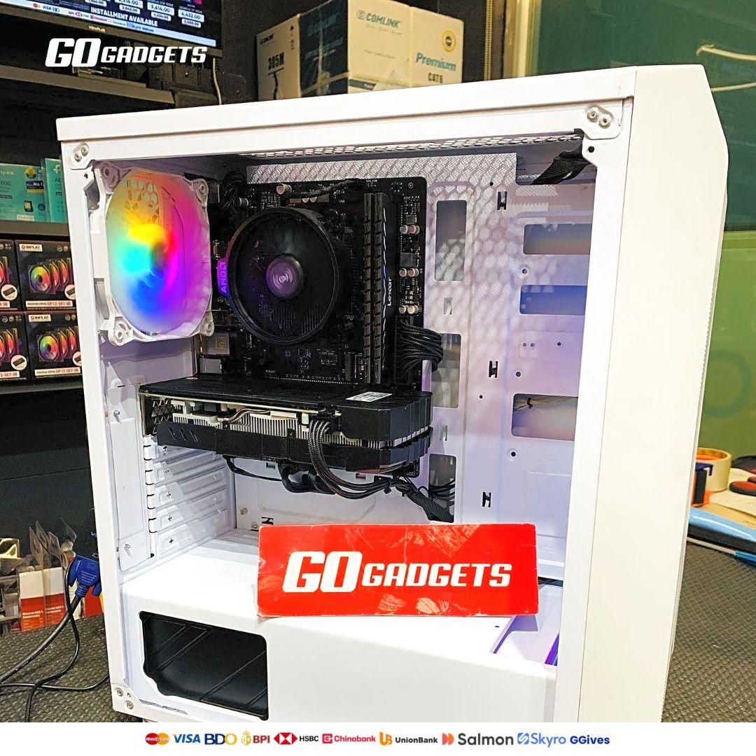 White ATX Gaming PC Case with RGB Fans (Category: Desktops) located in Caloocan City. Submitted by brightfalcon.8419cc (Listing ID 1462296340, Image 2). Description: - White ATX Computer Case - Multiple RGB Fans included for cooling and aesthetics - Ample interior space for components - Mesh front panel for excellent airflow - Perfect for your next PC build.