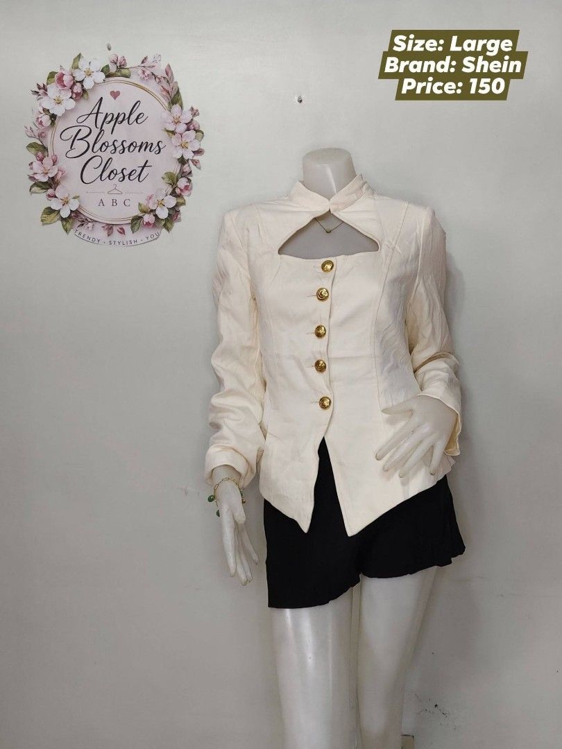 White blazer (Category: Longsleeves) located in Lipa City. Submitted by appleblossomscloset_abc (Listing ID 1462329426, Image 2). Description: 📸 (First Photo) Reference Photo Only (from Google) This image is for reference to show the style/design only. Actual item may vary slightly in color, fabric, or details. Rest assured the item is of good quality! 💛.